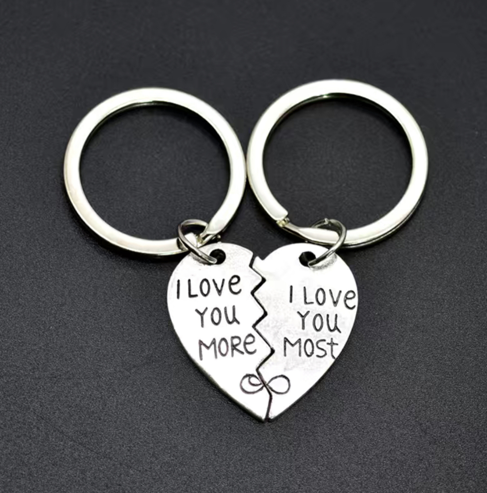 3/$25 I Love You More I Love You Most 2 Piece Set Stainless Steel Keychain NEW